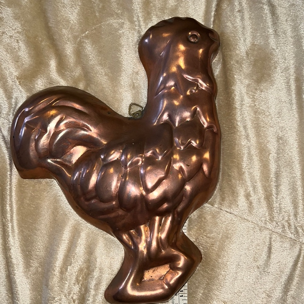 Portugal Copper Rooster jello mold wall hanging 11” tall